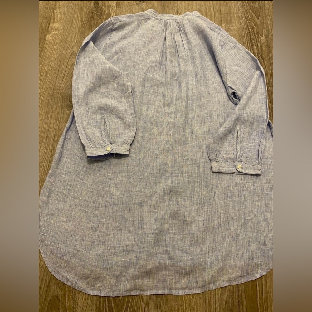 J. Crew 100% Linen Blue Doris Tunic Top Cover up Dress Women’s M - Picture 9 of 11